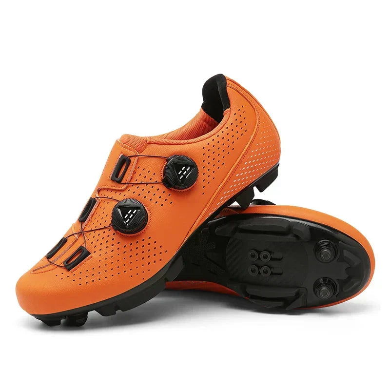 Dual-Dial Cycling Shoes for Road and Mountain Biking with Breathable Mesh Upper and Stiff Rubber Sole for Men and Women