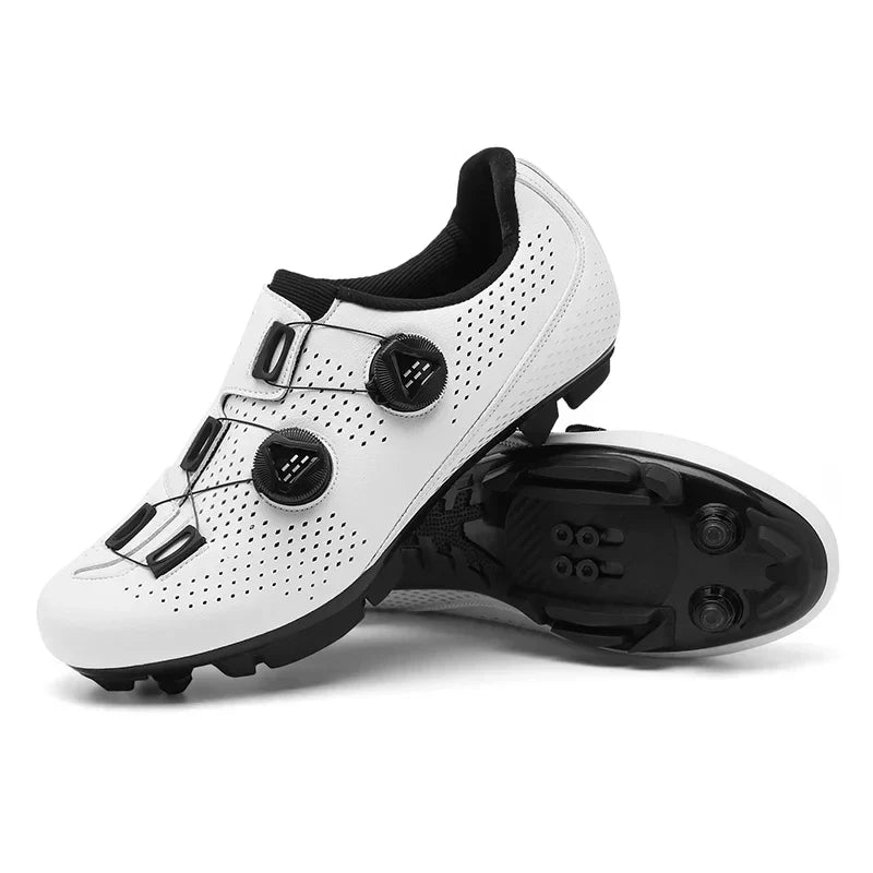 Dual-Dial Cycling Shoes for Road and Mountain Biking with Breathable Mesh Upper and Stiff Rubber Sole for Men and Women