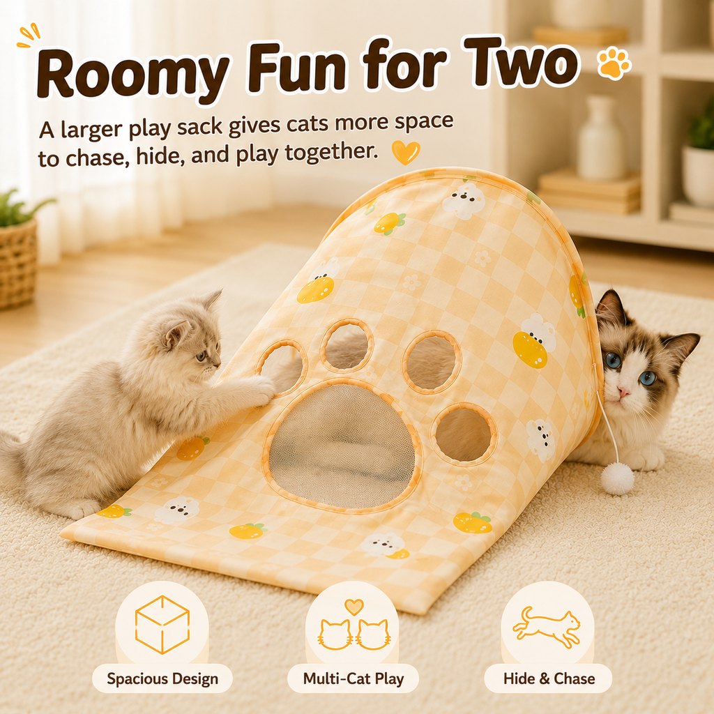 Ortekor Interactive Cat Crinkle Play Sack for Indoor Cats - Hide, Pounce & Stay Busy While You're Away