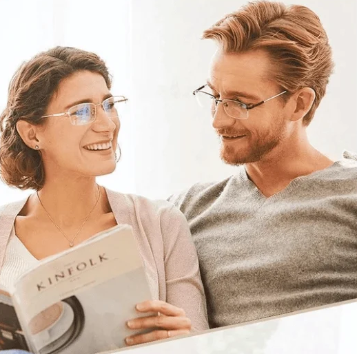 Progressive Reading Glasses with Screen Filter | No-Line Bifocals for Computer Work & Reading | Lightweight Titanium Frame | Anti-Fatigue