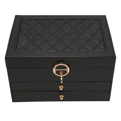 Stackable Jewelry Organizer Box Black 9×7×5 Inch Multi-Compartment Ring Necklace Earring Holder for Dresser Bedroom Vanity Tabletop Storage