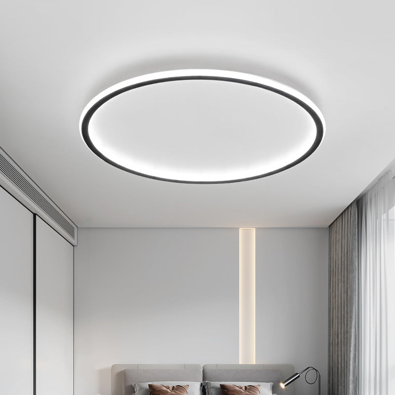 Minimalist Round LED Flush Mount Ceiling Light – Modern Scandinavian Style for Dining Room, Kitchen & Living Room – Aluminum Frame in