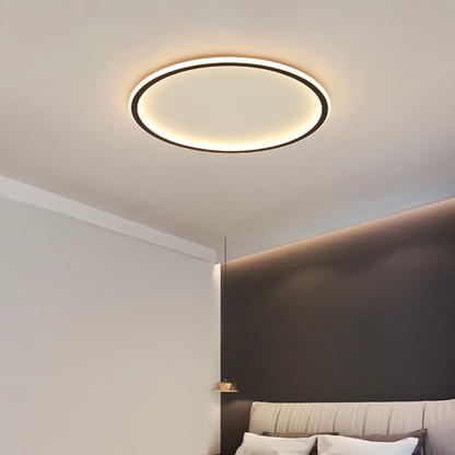 Minimalist Round LED Flush Mount Ceiling Light – Modern Scandinavian Style for Dining Room, Kitchen & Living Room – Aluminum Frame in