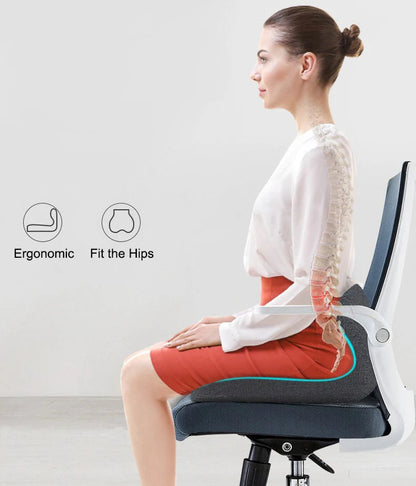 Cojín de silla de oficina para soporte lumbar, cojín de espuma viscoelástica para asiento de coche, cojín ergonómico para aliviar el dolor de cóccix