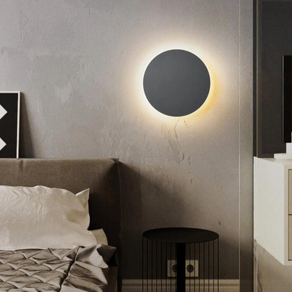 Round LED Sconce 10W Aluminum Fixture 12 Inch Warm White Light for Bedroom Hallway Living Room Modern Minimalist Touch Control or Standard S