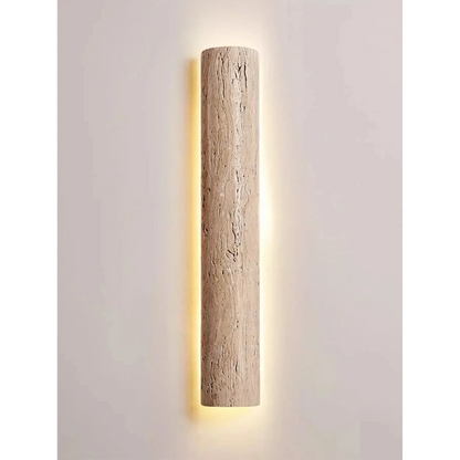Travertine Stone LED Sconce Light 14 in Taupe Minimalist Fixture Bathroom Bedroom Hallway Vertical Indoor Japandi Corridor Ambient Lighting