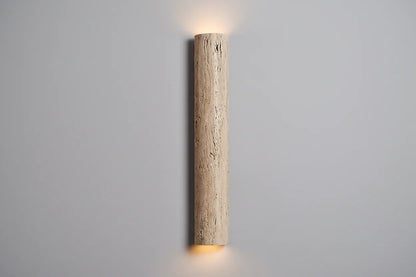Travertine Stone LED Sconce Light 14 in Taupe Minimalist Fixture Bathroom Bedroom Hallway Vertical Indoor Japandi Corridor Ambient Lighting