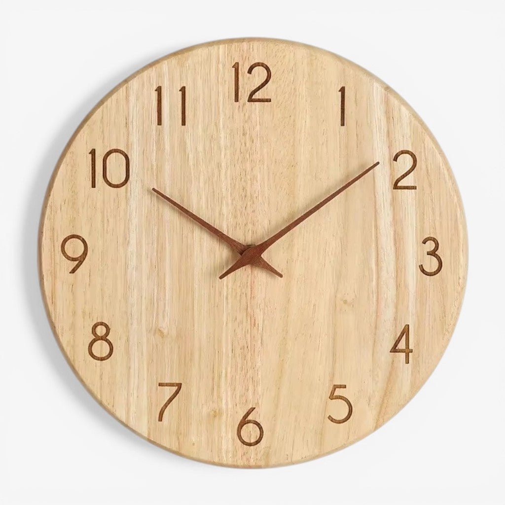 Whisper-Quiet Wooden Wall Clock – Handcrafted Timber Timepiece with Silent Sweep Movement for Living Room, Bedroom, Kitchen & Office Decor