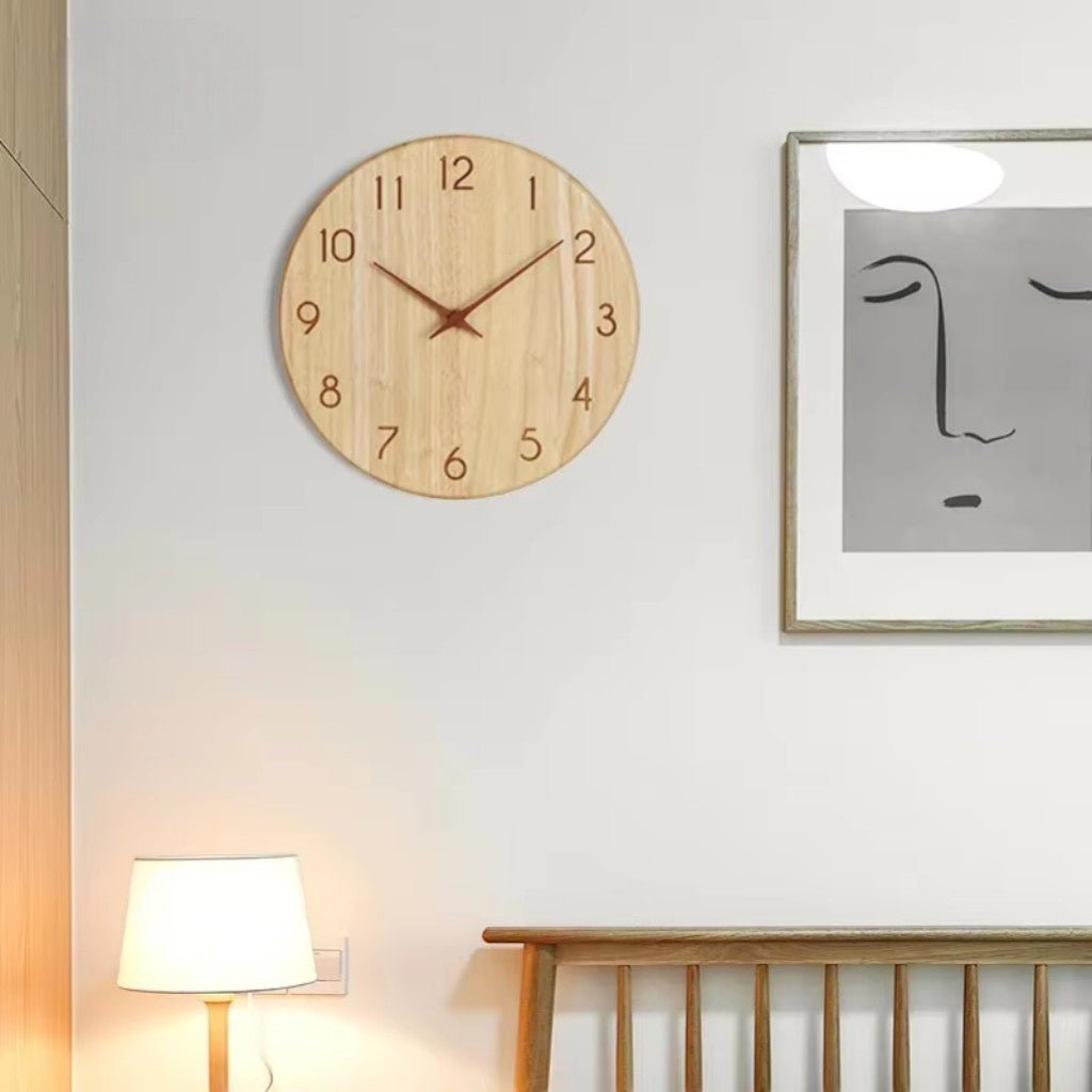 Whisper-Quiet Wooden Wall Clock – Handcrafted Timber Timepiece with Silent Sweep Movement for Living Room, Bedroom, Kitchen & Office Decor