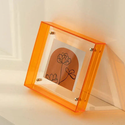 Clear Acrylic Floating Picture Frame for Desktop & Wall Display - Modern Freestanding Photo Holder for Home Office, Bedroom, Living Room