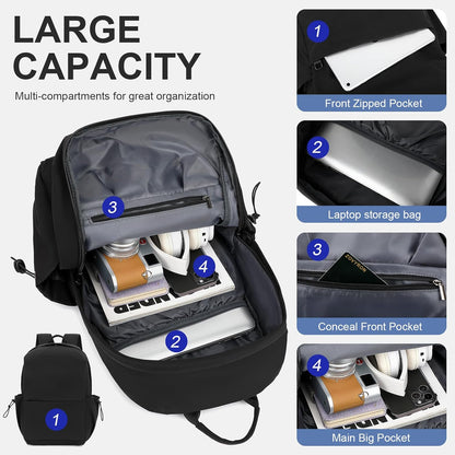 Water-Resistant Laptop Backpack with Multiple Compartments for 15.6-Inch Computers – Padded Straps, Hidden Pocket & Side Storage for Work