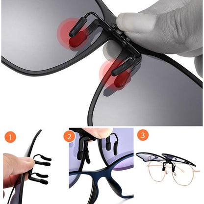Flip-Up Polarized Clip-On Sunglasses for Prescription Glasses – UV400 Protection, Lightweight Magnetic Attachment, Glare Reduction for