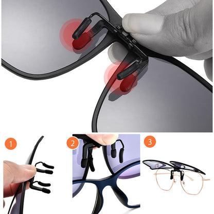 Magnetic Flip-Up Polarized Sunglasses Attachment for Prescription Glasses UV400 Protection