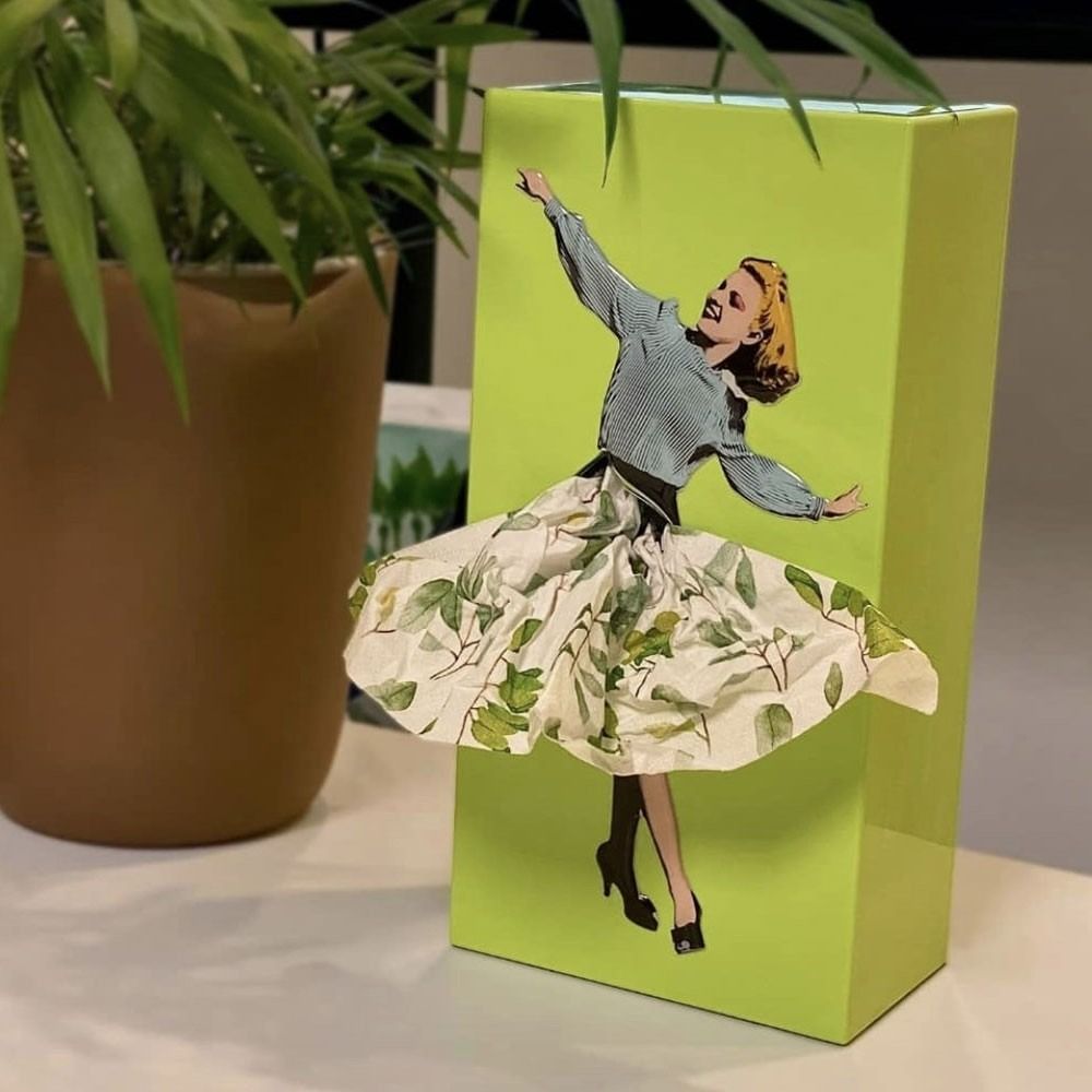 Novelty Figurine Tissue Holder with Flowing Dress Design for Countertops, Desks & Vanities – Decorative Facial Tissue Dispenser Statue