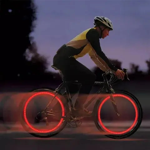 Vibration-Sensing Tire Valve Cap Lights for Bikes & Motorcycles – Auto-On LED Wheel Markers in Red, Blue, Yellow, Green for Nighttime