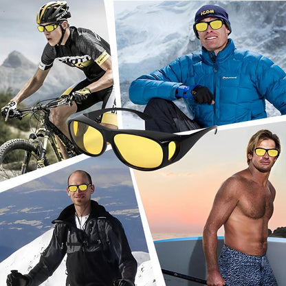 Yellow Anti-Glare Night Driving Glasses (Fits Over Glasses)