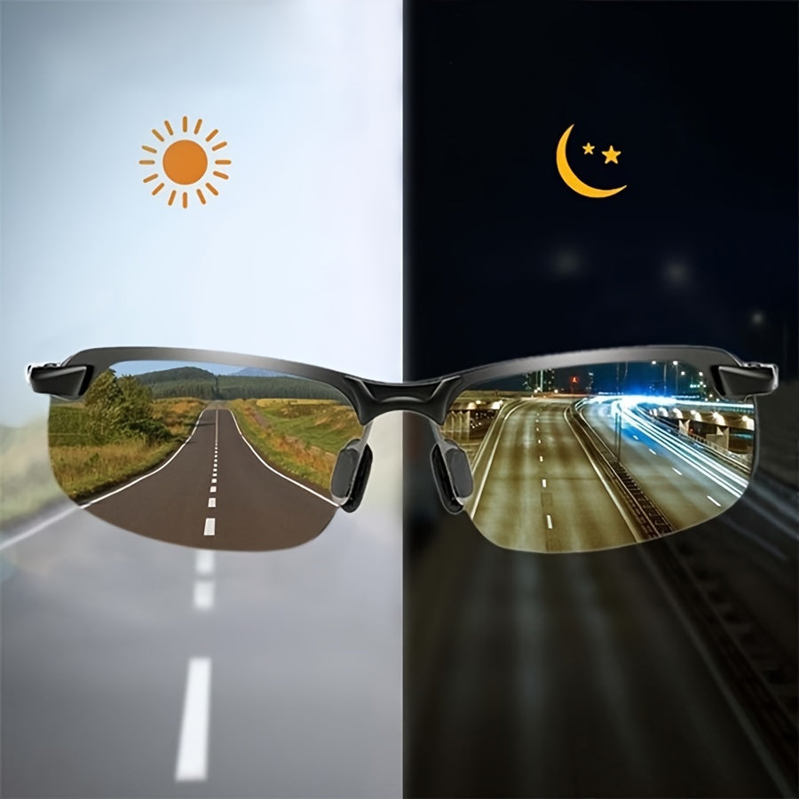 Self-Tinting Driver Sunglasses with Anti-Glare Polarized Lenses – 100% UV Protection Transition Eyewear for Daytime & Night Driving