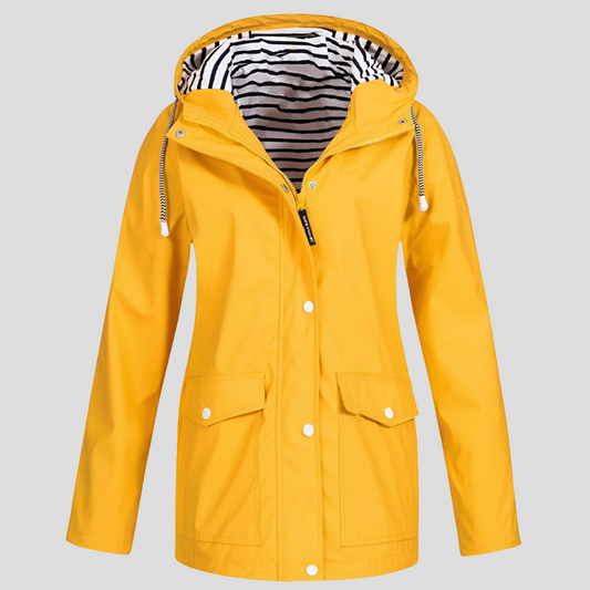 Chaqueta impermeable con capucha para mujer y bolsillos con cremallera: abrigo ligero resistente al viento y al agua para senderismo, viajes y uso diario – Capucha ajustable