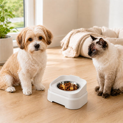 Ortekor Adjustable Elevated Slow Feeder Pet Bowl for Cats & Small Dogs - Less Mess, Slower Meals & Easy Cleaning