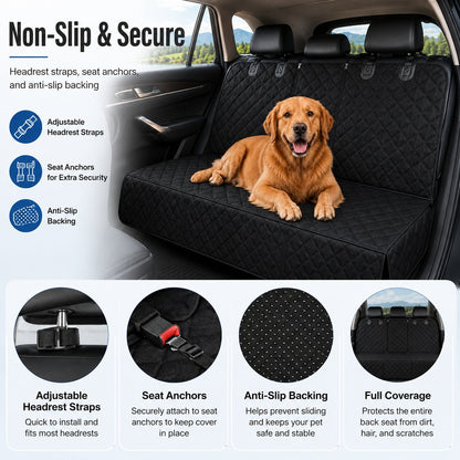Ortekor Waterproof Dog Car Back Seat Cover for Road Trips - Protects from Mud, Fur & Scratches