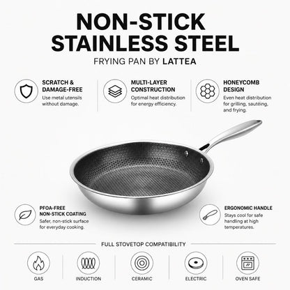 12-Inch Honeycomb Textured Skillet with Cool-Touch Handle for Induction Gas Electric Stovetops