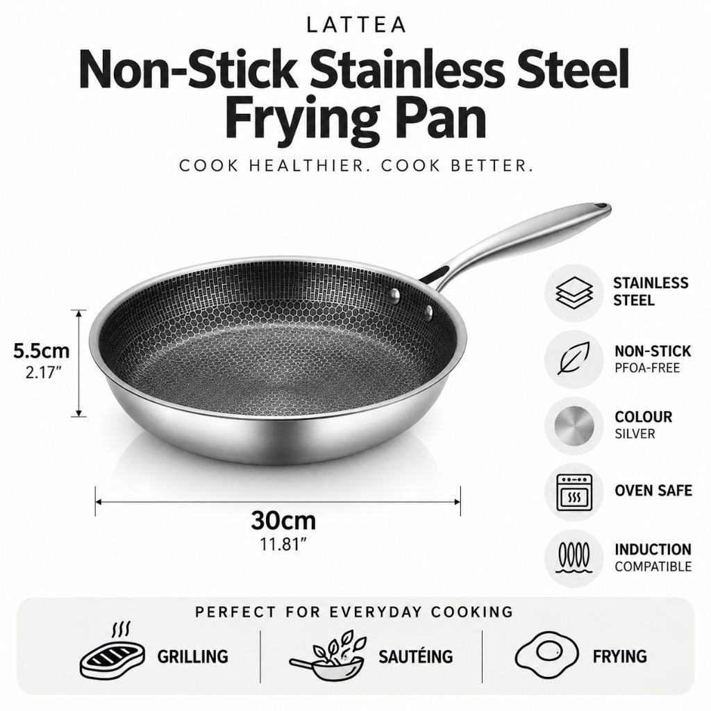 12-Inch Honeycomb Textured Skillet with Cool-Touch Handle for Induction Gas Electric Stovetops