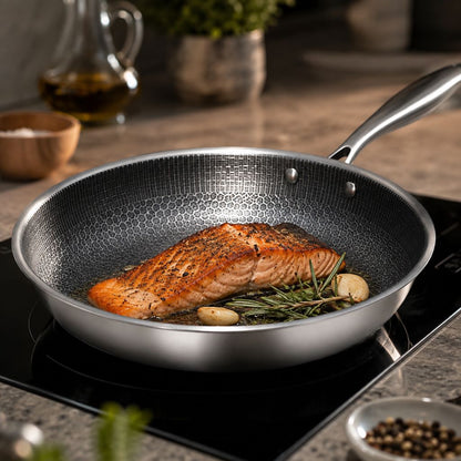 12-Inch Honeycomb Textured Skillet with Cool-Touch Handle for Induction Gas Electric Stovetops