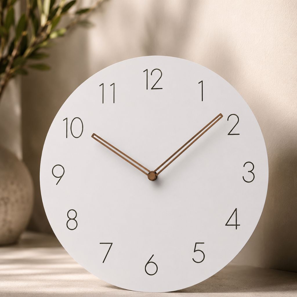 Silent Wall Clock 11.4 in Round Wood Frame Modern Home Décor for Bedroom Living Room Office Minimalist Timepiece