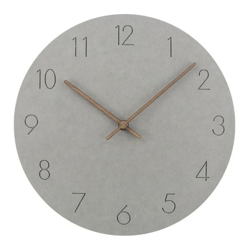 Silent Wall Clock 11.4 in Round Wood Frame Modern Home Décor for Bedroom Living Room Office Minimalist Timepiece