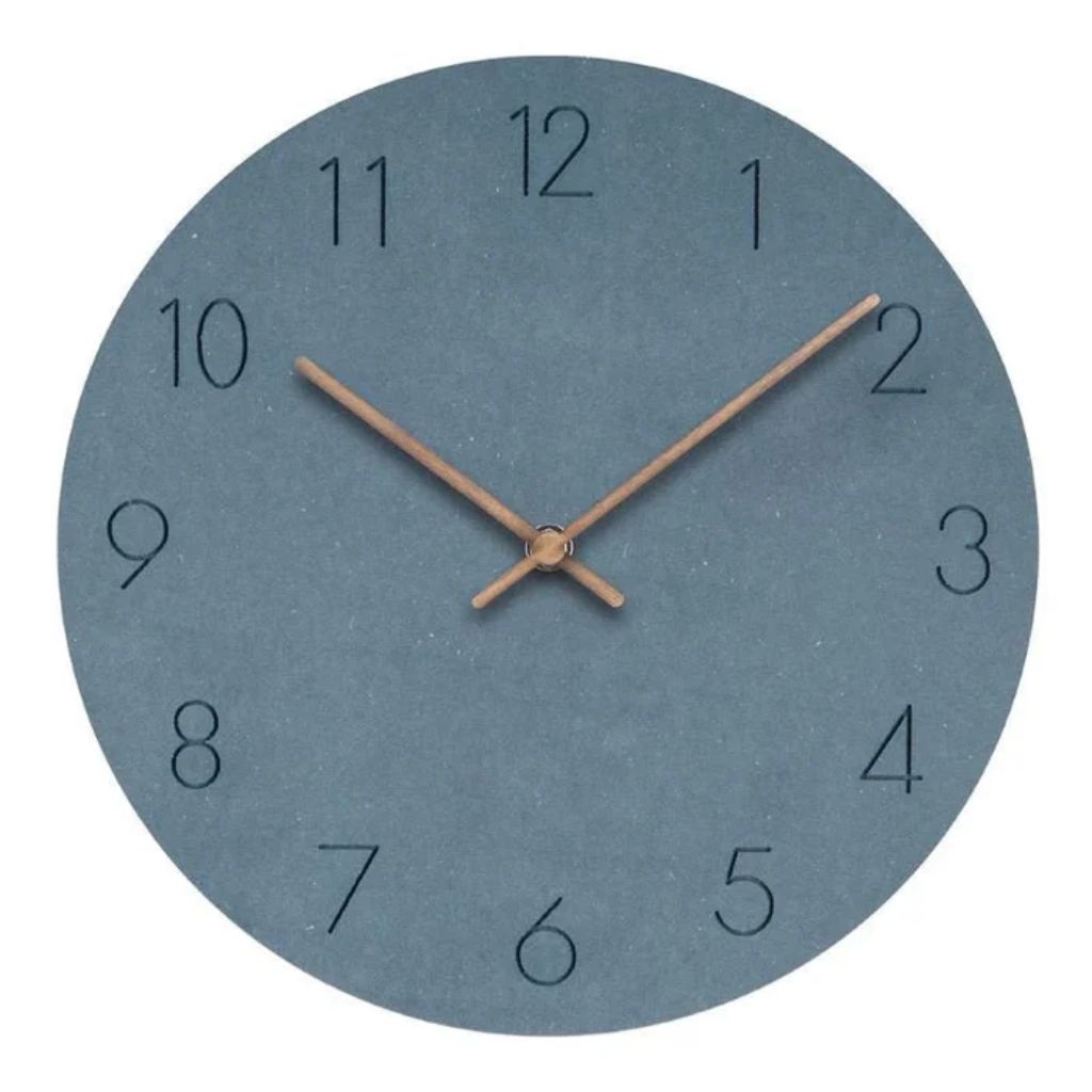 Silent Wall Clock 11.4 in Round Wood Frame Modern Home Décor for Bedroom Living Room Office Minimalist Timepiece