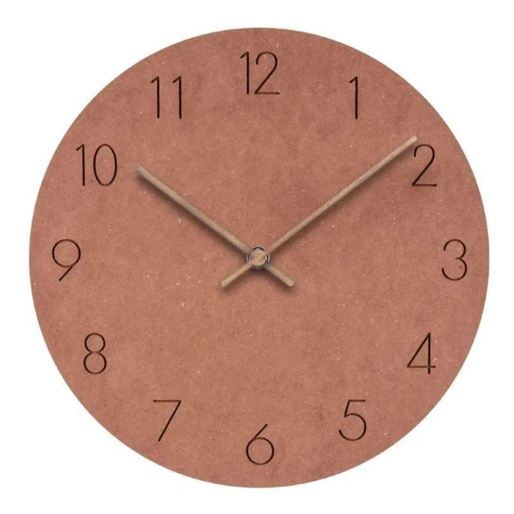Silent Wall Clock 11.4 in Round Wood Frame Modern Home Décor for Bedroom Living Room Office Minimalist Timepiece
