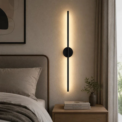 Elongated LED Wall Light Strip Black Aluminum Hardwired Sconce for Bedroom Living Room TV Accent Modern Minimalist