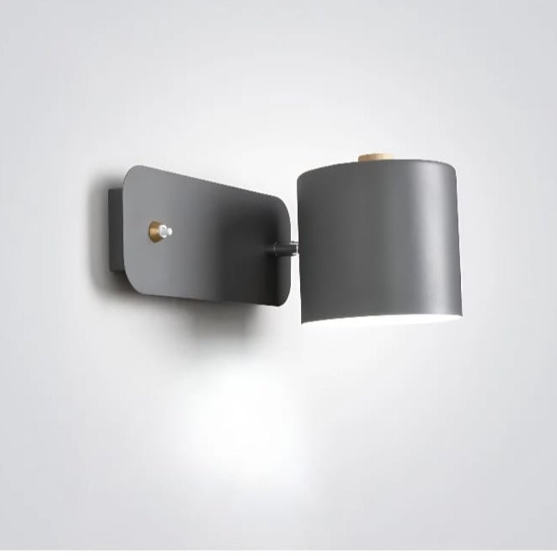 Adjustable Wall Light with Rotating Shade & Integrated Switch – Wood & Metal Fixture for Bedroom, Hallway, Reading