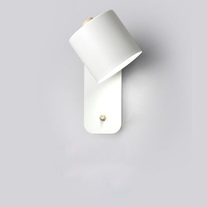 Adjustable Wall Light with Rotating Shade & Integrated Switch – Wood & Metal Fixture for Bedroom, Hallway, Reading