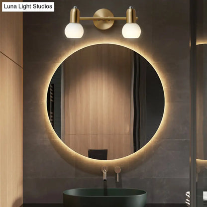 Brass Bathroom Vanity Light Fixture with Glass Shades – Downward Wall Sconce for Powder Room, Hallway & Mirror Lighting