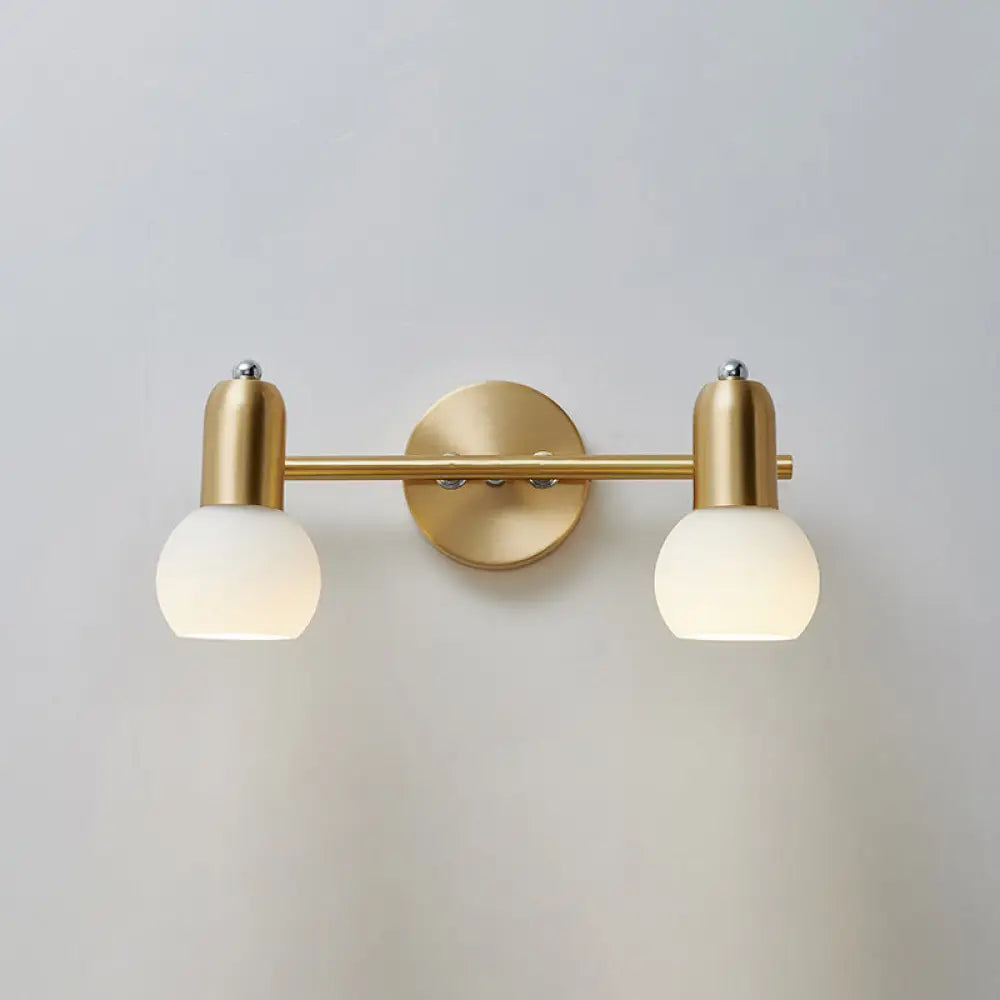 Brass Bathroom Vanity Light Fixture with Glass Shades – Downward Wall Sconce for Powder Room, Hallway & Mirror Lighting