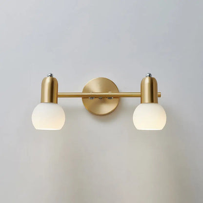 Brass Bathroom Vanity Light Fixture with Glass Shades – Downward Wall Sconce for Powder Room, Hallway & Mirror Lighting