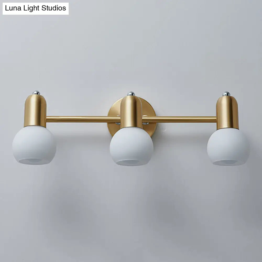 Brass Bathroom Vanity Light Fixture with Glass Shades – Downward Wall Sconce for Powder Room, Hallway & Mirror Lighting