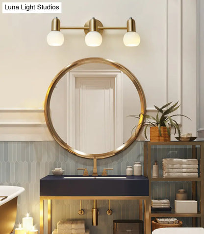 Brass Bathroom Vanity Light Fixture with Glass Shades – Downward Wall Sconce for Powder Room, Hallway & Mirror Lighting