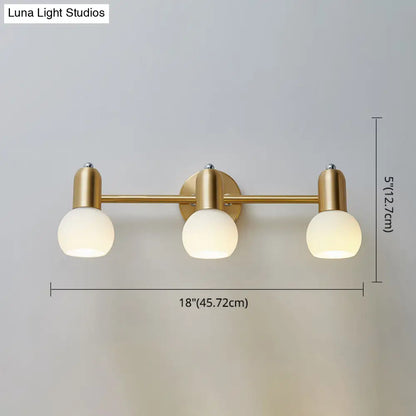 Brass Bathroom Vanity Light Fixture with Glass Shades – Downward Wall Sconce for Powder Room, Hallway & Mirror Lighting