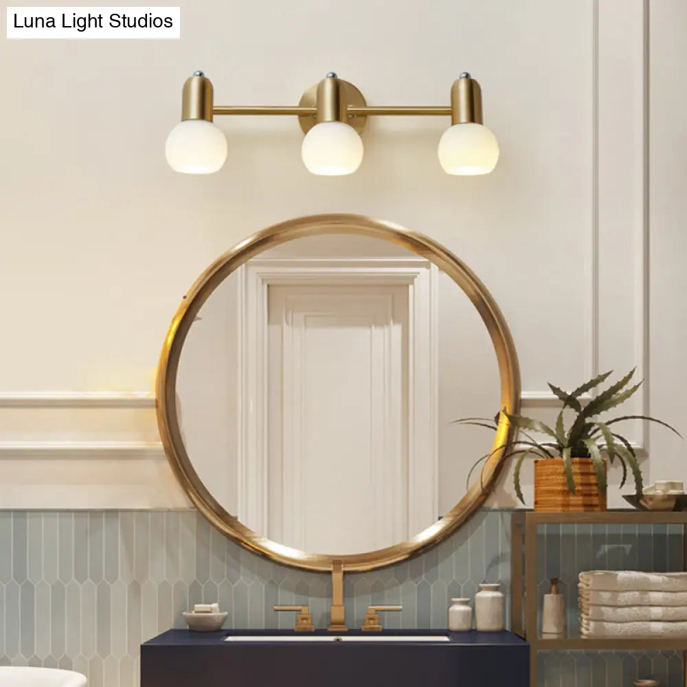 Brass Bathroom Vanity Light Fixture with Glass Shades – Downward Wall Sconce for Powder Room, Hallway & Mirror Lighting