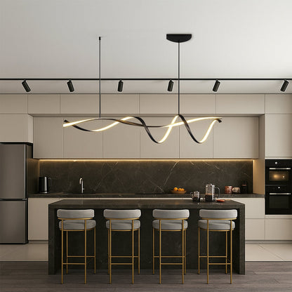 Linear Pendant Light for Kitchen Island and Dining – Adjustable Modern Fixture with E27 Socket – Sleek Metal Design for Contemporary