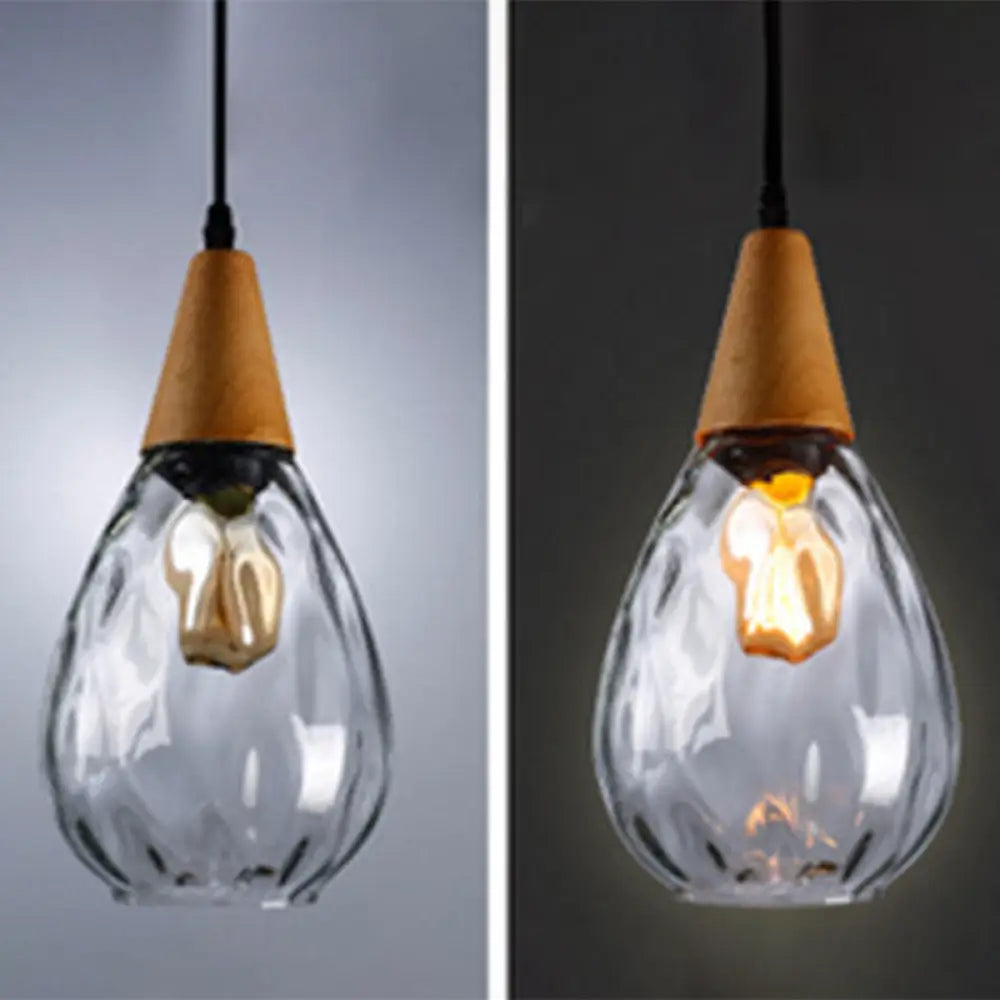 Teardrop Glass Pendant Light Modern Hanging Ceiling Fixture for Dining Room & Kitchen | Single Light E26 Socket | Adjustable 47" Cord