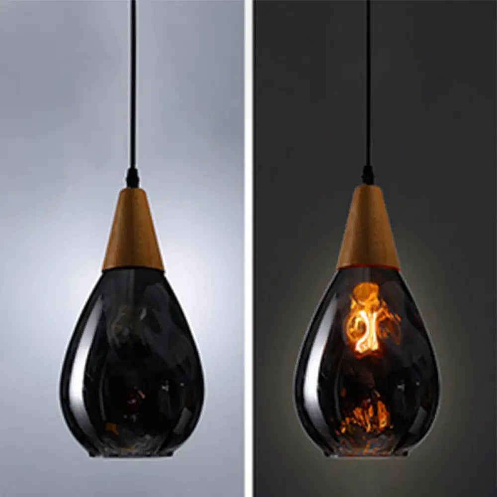 Teardrop Glass Pendant Light Modern Hanging Ceiling Fixture for Dining Room & Kitchen | Single Light E26 Socket | Adjustable 47" Cord