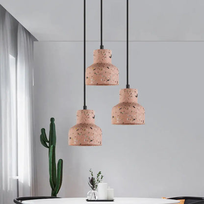 Terrazzo Cement Pendant Light with Adjustable Cord, Single Bulb Fixture for Kitchen Island, Entryway & Dining Room, Modern Industrial