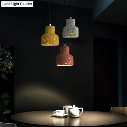 Terrazzo Cement Pendant Light with Adjustable Cord, Single Bulb Fixture for Kitchen Island, Entryway & Dining Room, Modern Industrial