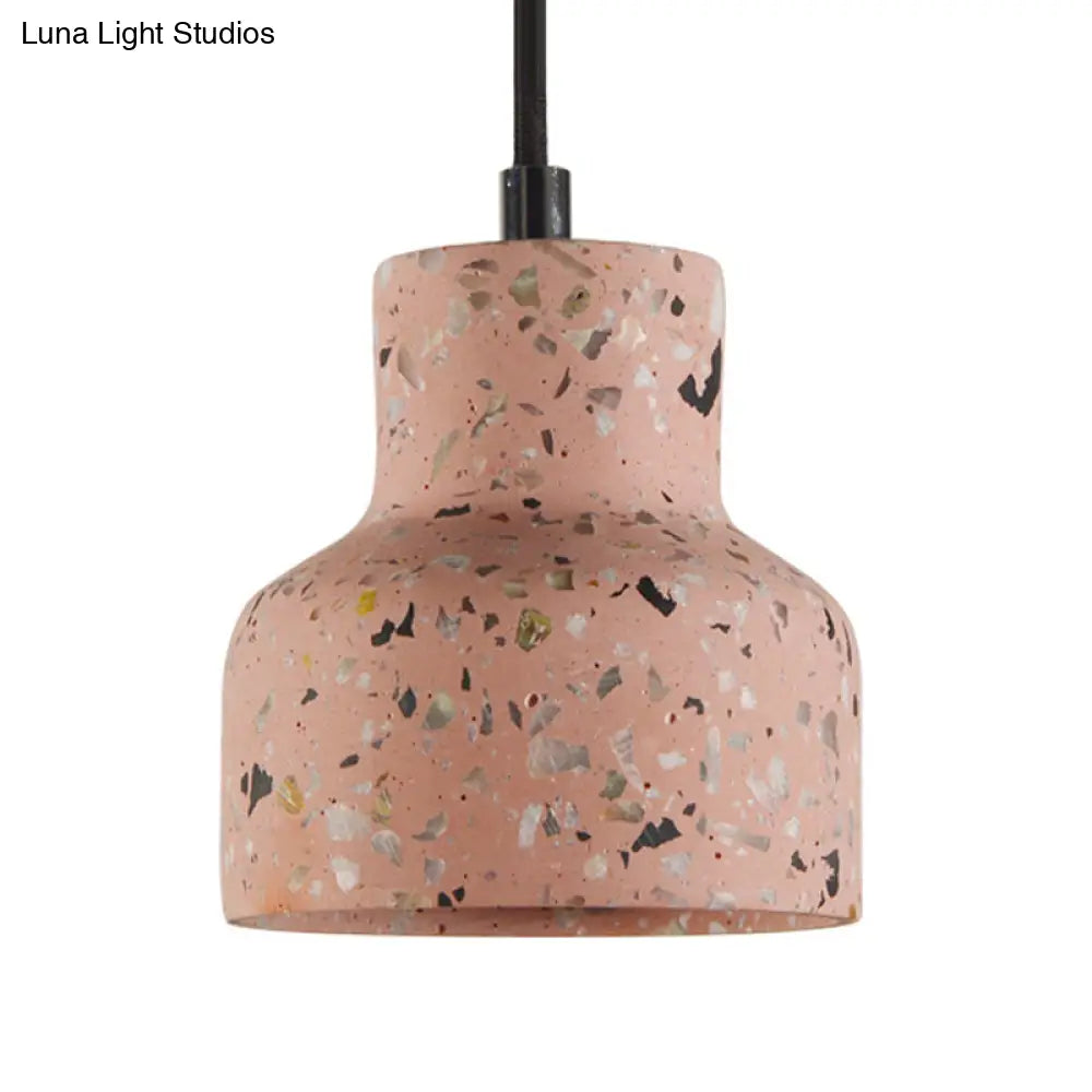 Terrazzo Cement Pendant Light with Adjustable Cord, Single Bulb Fixture for Kitchen Island, Entryway & Dining Room, Modern Industrial