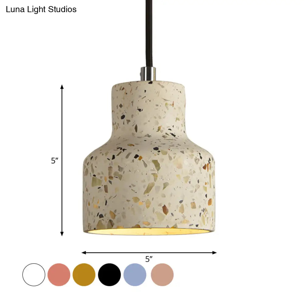 Terrazzo Cement Pendant Light with Adjustable Cord, Single Bulb Fixture for Kitchen Island, Entryway & Dining Room, Modern Industrial