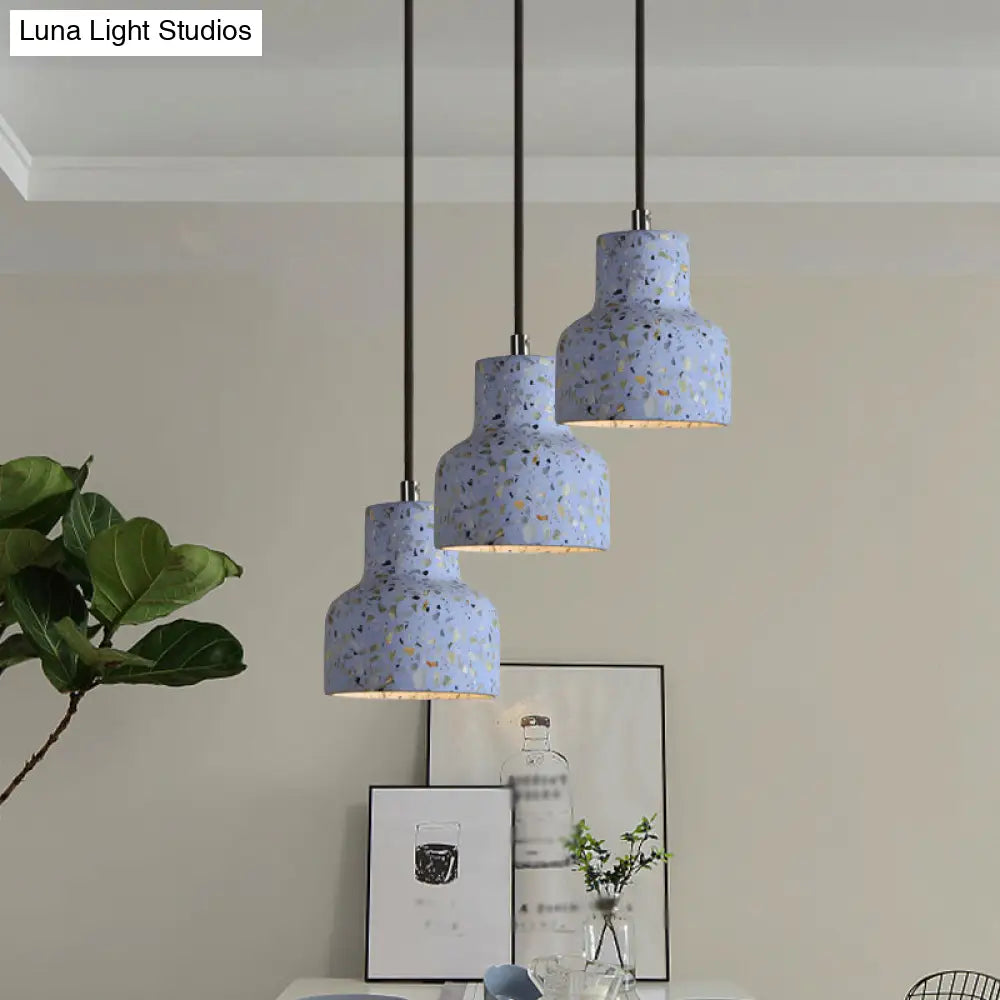 Terrazzo Cement Pendant Light with Adjustable Cord, Single Bulb Fixture for Kitchen Island, Entryway & Dining Room, Modern Industrial