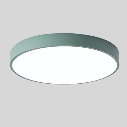 Modern Flush-Mount LED Ceiling Light with Wood Accent – Round Dome Design for Bedroom, Living Room & Office